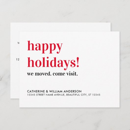 ハッピーホリデー来引っ越しました訪問移動 案内ポストカード (正面/裏面)