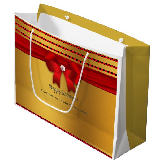 ハッピーホリデー楽しいパーティー ラージペーパーバッグ (正面アングル)