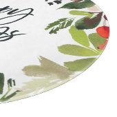 ハッピーホリデー水彩フローラ葉 カッティングボード (角)