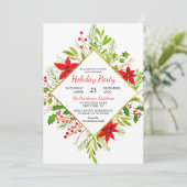 ハッピーホリデー水彩ポインセチア | クリスマス 招待状 (スタンド正面)
