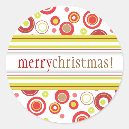 ハッピーホリデー水玉模様レッドグリーン封筒用シール ラウンドシール (正面)