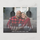 ハッピーホリデー白い書道の休日の写真 ポストカード (正面)