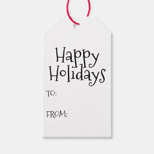 ハッピーホリデー白黒からカワイイ空白のー ギフトタグ (正面)