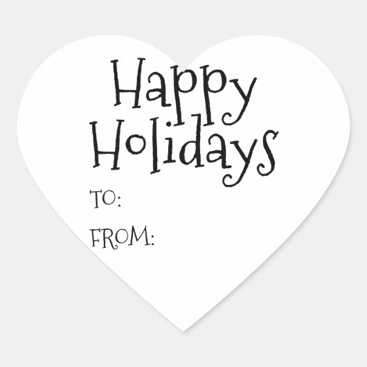 ハッピーホリデー白黒からカワイイ空白のー ハートシール (正面)