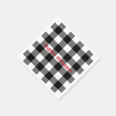 ハッピーホリデー白黒バッファロープレイド スタンダードカクテルナプキン (角)