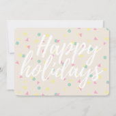 ハッピーホリデー紙吹雪スクリプトクリーム3写真 シーズンカード (正面)