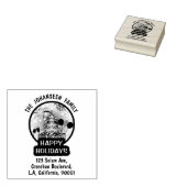 ハッピーホリデー素朴ズはっきりしたファミリー差出人住所 ラバースタンプ (押印)