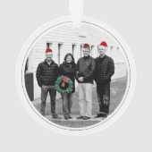 ハッピーホリデー素朴ズブラックバーンドアホリーフォト オーナメント (裏面)