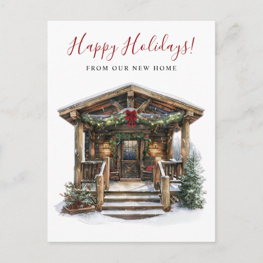 ハッピーホリデー素朴ニューホームフロントドアムービング 案内ポストカード (正面)