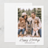 ハッピーホリデー素朴ファミリーフォトカード シーズンカード (正面/裏面)