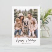 ハッピーホリデー素朴ファミリーフォトカード シーズンカード (スタンド正面)
