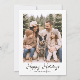 ハッピーホリデー素朴ファミリーフォトカード シーズンカード
