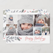 ハッピーホリデー素朴フローラ数々の – フォトコラージュ シーズンカード (正面/裏面)