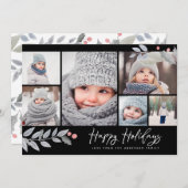 ハッピーホリデー素朴フローラ数々の – フォトコラージュ シーズンカード (正面/裏面)