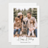 ハッピーホリデー素朴ミニマリスト家族のフォトカード シーズンカード (正面/裏面)