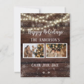 ハッピーホリデー素朴2フォトコラージファミリーカード ノートカード (正面)