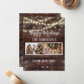 ハッピーホリデー素朴2フォトコラージファミリーカード ノートカード (正面/裏面インサイチュ)