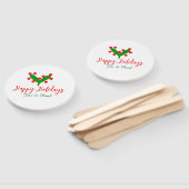 ハッピーホリデー緑の赤いカップル名の緑の葉 ハンドファン (組立なし)