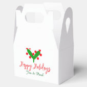 ハッピーホリデー緑の赤いカップル名の緑の葉 フェイバーボックス (オープン)