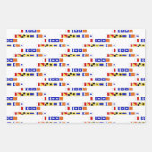 ハッピーホリデー航海の信号フラグDIY BGカラー ラッピングペーパーシート (正面)