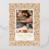 ハッピーホリデー華美フローラ写真クリスマス 箔シーズンカード (正面)