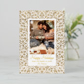 ハッピーホリデー華美フローラ写真クリスマス 箔シーズンカード (立ち正面)