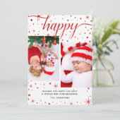 ハッピーホリデー賛美と新年の2枚の写真 シーズンカード (スタンド正面)