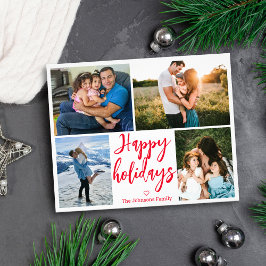 ハッピーホリデー赤い手書き4枚の写真集 チラシ