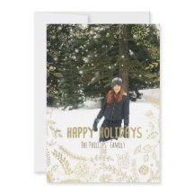 ハッピーホリデー金ゴールド葉フローラ写真