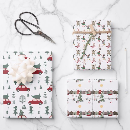 ハッピーホリデー雪おもしろい包装紙 ラッピングペーパーシート (正面)