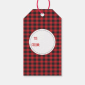 ハッピーホリデー雪だるまレッドアンドブラックカントリープレイド ギフトタグ (裏面)