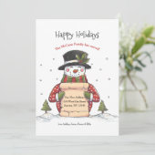 ハッピーホリデー雪だるま引越し告知 案内状 (スタンド正面)