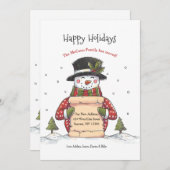 ハッピーホリデー雪だるま引越し告知 案内状 (正面/裏面)