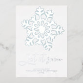 ハッピーホリデー雪の銀モダンの雪片 箔シーズンカード (正面)