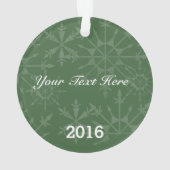 ハッピーホリデー1フォトグリーンスノーフレーク/文字 オーナメント (裏面)