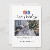 ハッピーホリデー1写真かわいい水彩オーナメント シーズンカード (正面)