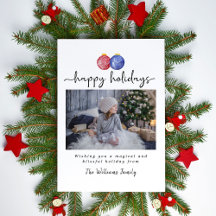 ハッピーホリデー1写真かわいい水彩オーナメント