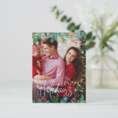 ハッピーホリデー1写真クリスマスグリーン シーズンポストカード (スタンド正面)