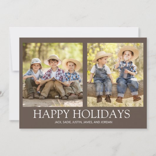 ハッピーホリデー2ファミリーフォトブラ素朴ウン シーズンカード (正面)