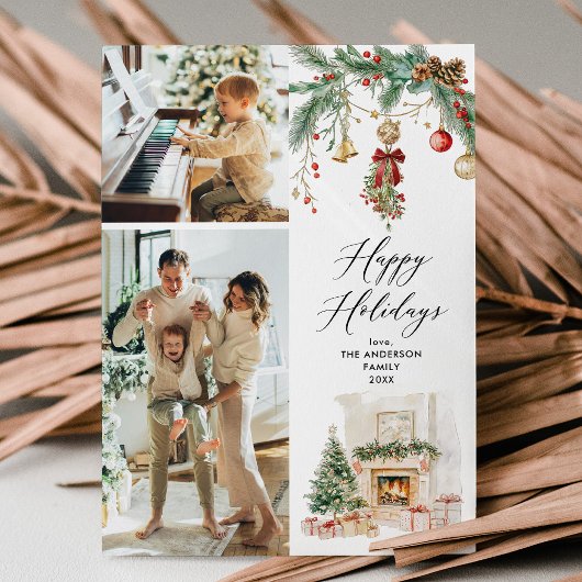 ハッピーホリデー2フォトウィンターシーン&グリーンリー シーズンカード