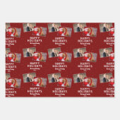 ハッピーホリデー2フォトコラージュ雪 ラッピングペーパーシート (正面3)