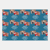 ハッピーホリデー2フォトコラージュ雪 ラッピングペーパーシート (正面2)