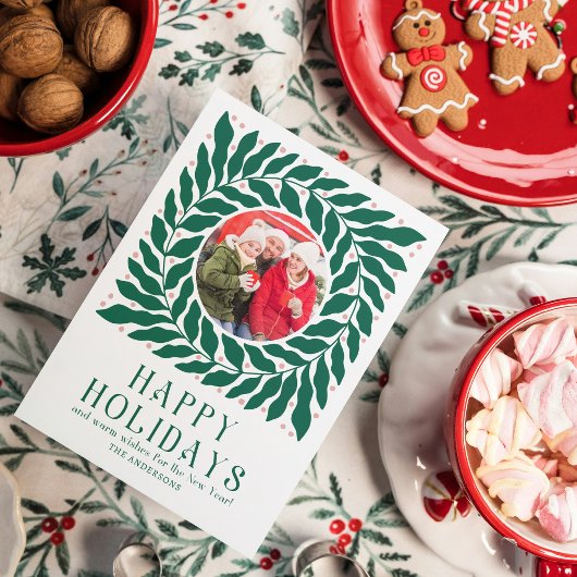 ハッピーホリデー2フォトスクモダンリッはっきりしたトフローラ シーズンカード