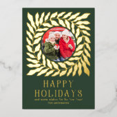 ハッピーホリデー2フォトスクモダンリッはっきりしたトフローラ 箔シーズンカード (正面)