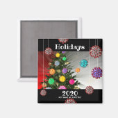 ハッピーホリデー2020コビド分子ツリー マグネット (正面/裏面)