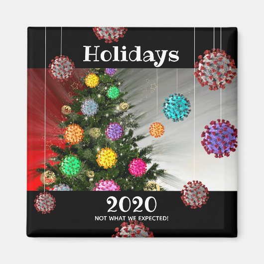 ハッピーホリデー2020コビド分子ツリー マグネット (正面)