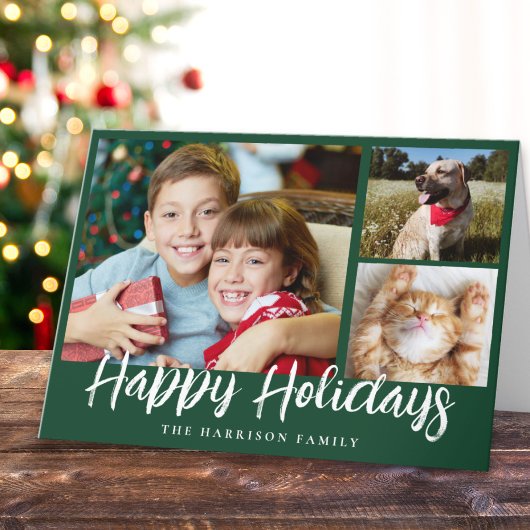 ハッピーホリデー3フォトクリスマス シーズンカード