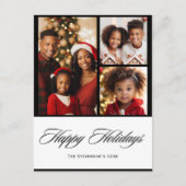 ハッピーホリデー3フォトホリパーソナライズされたデイ シーズンポストカード (正面)