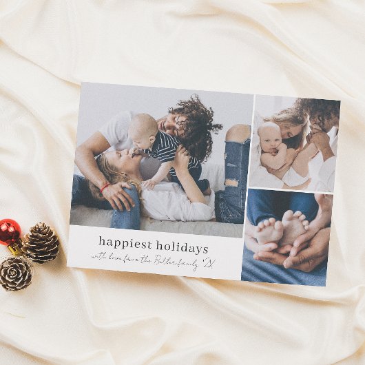 ハッピーホリデー3写真家族シグネチャークリスマス シーズンカード