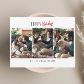 ハッピーホリデー3家族写真クリスマスグリーティング ノートカード